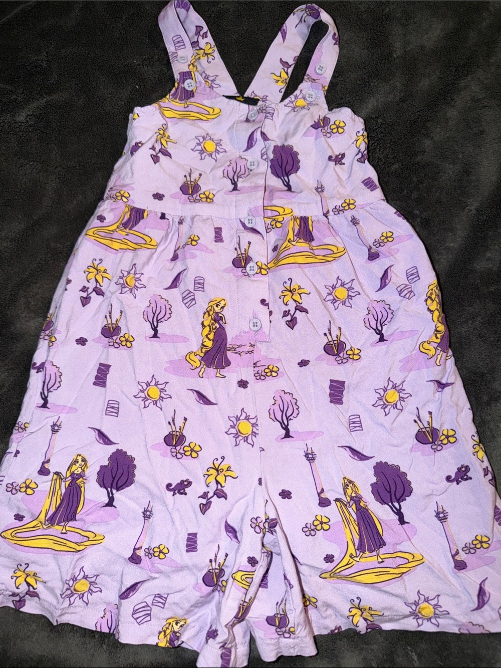 Disney Princess Lavender Rapunzel Print Girls Romper